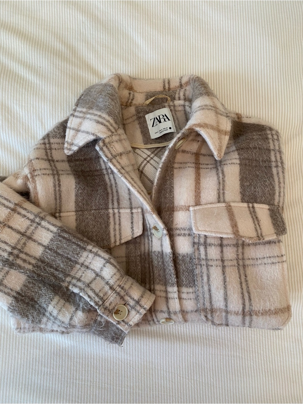 ZARA Plaid Shacket Jacket - Beige & Brown Tones